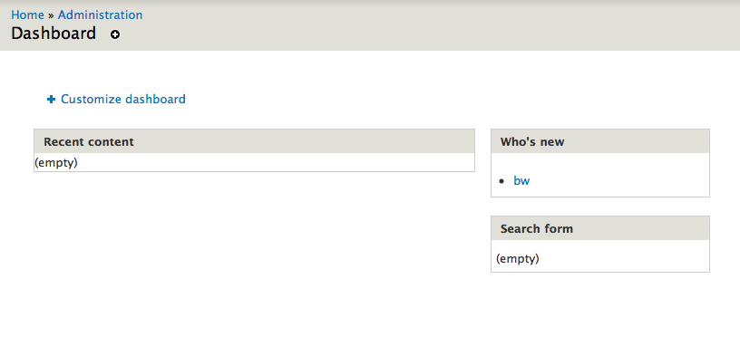 dashboard blocks showing as 'empty'