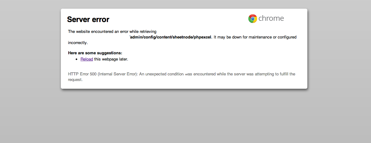 PHPExcel path can't save: Internal Server Error [#1848038] | Drupal.org