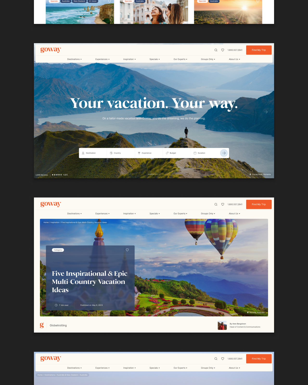 Goway homepage components