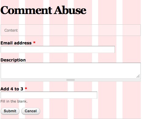 Report Comment as abusive form