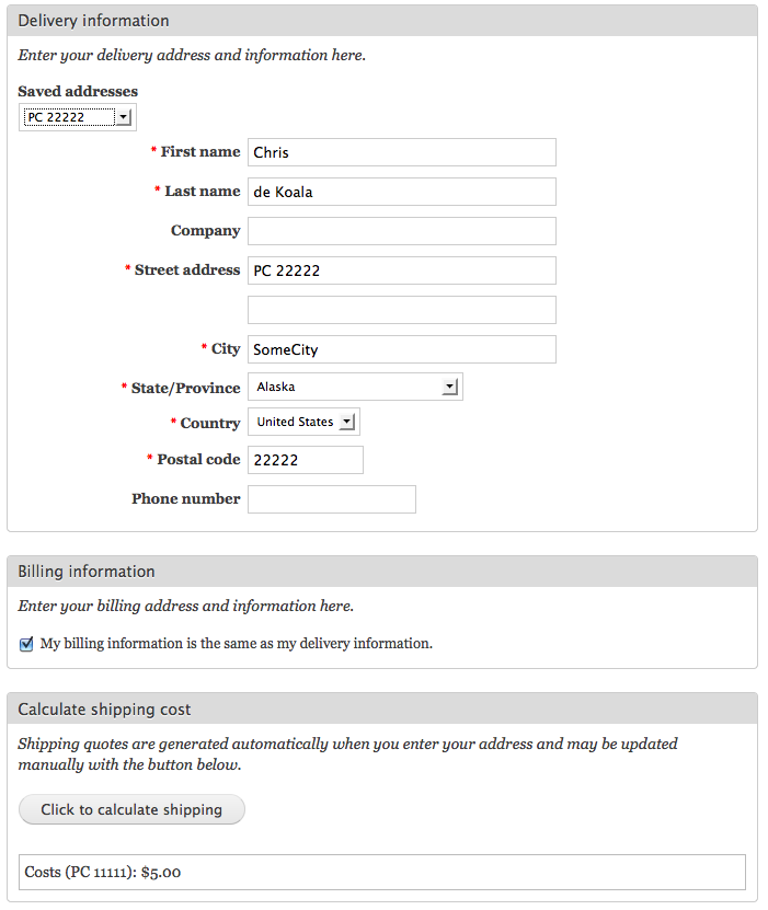 selecting an address from