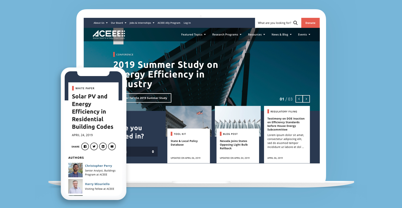 ACEEE website on multiple devices