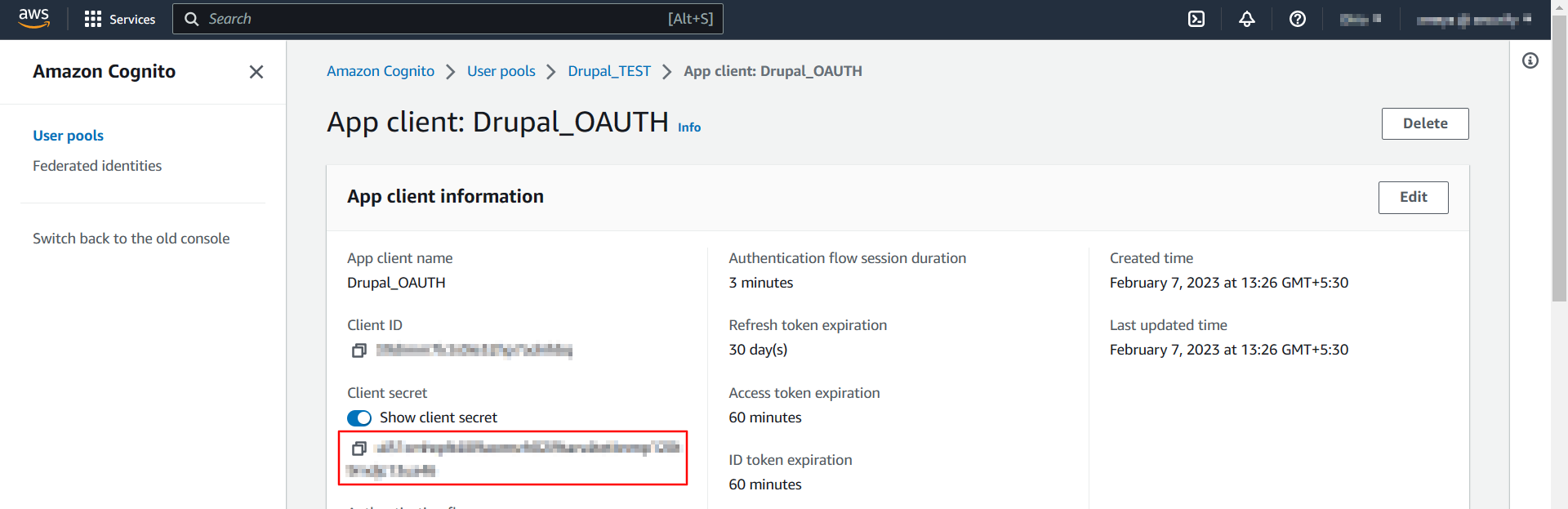 AWS-Cognito-copy-the-Client-secret