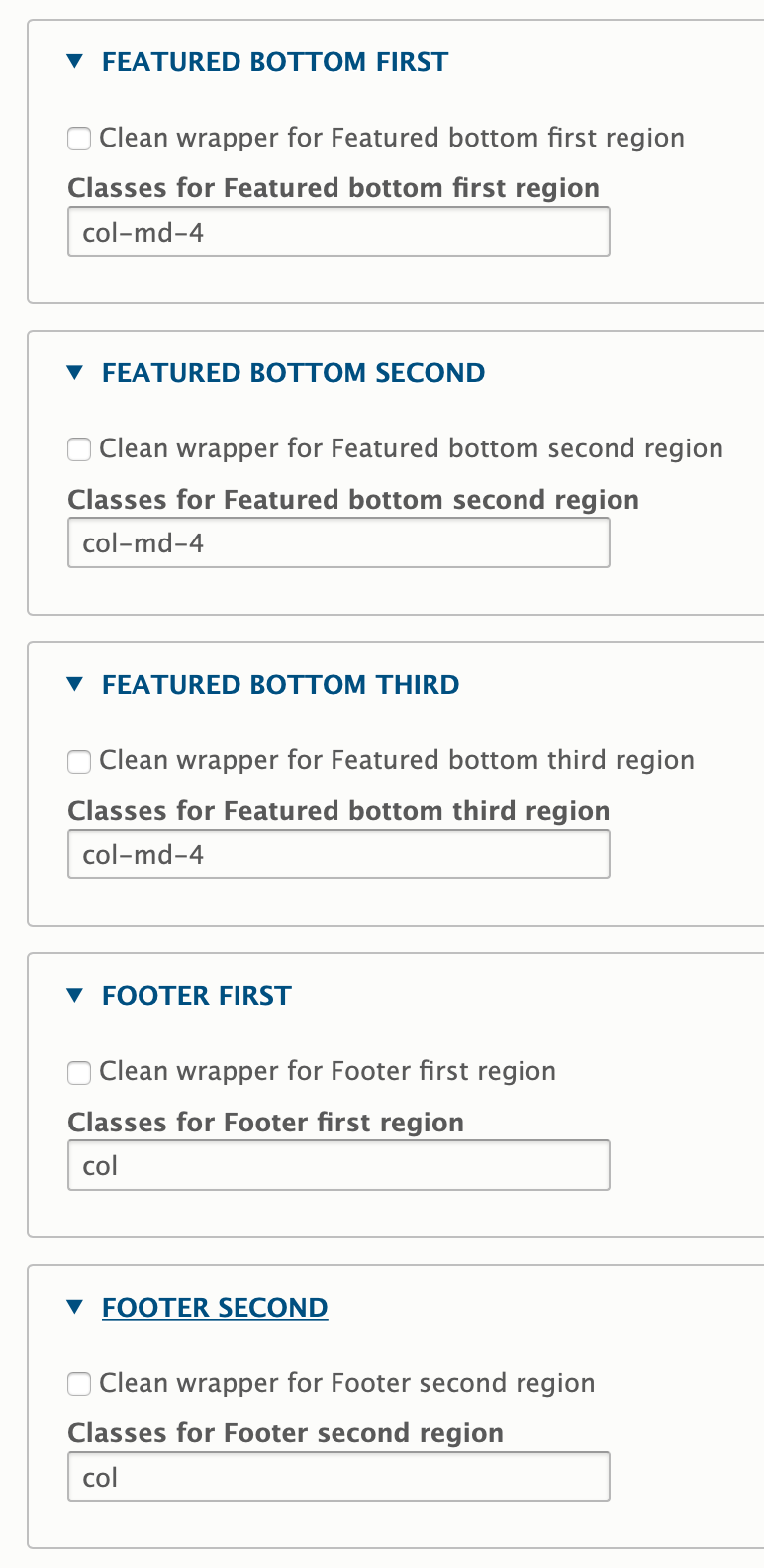 Barrio subtheme settings for side by side columns