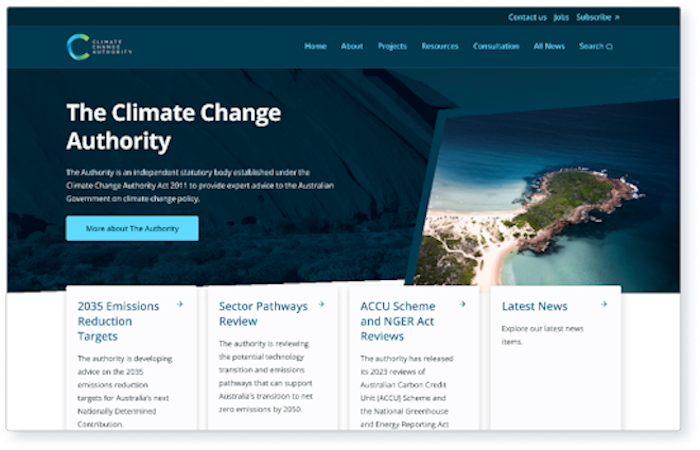 Climate Change Authority website - homepage