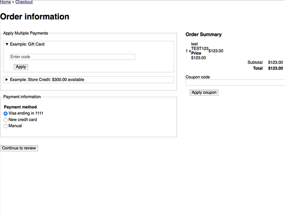 Commerce Multiple Payments