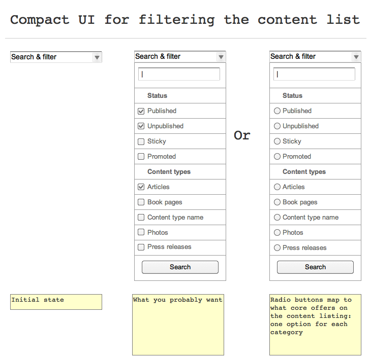 [META] Provide a generic search/filter UI interface pattern for listing ...