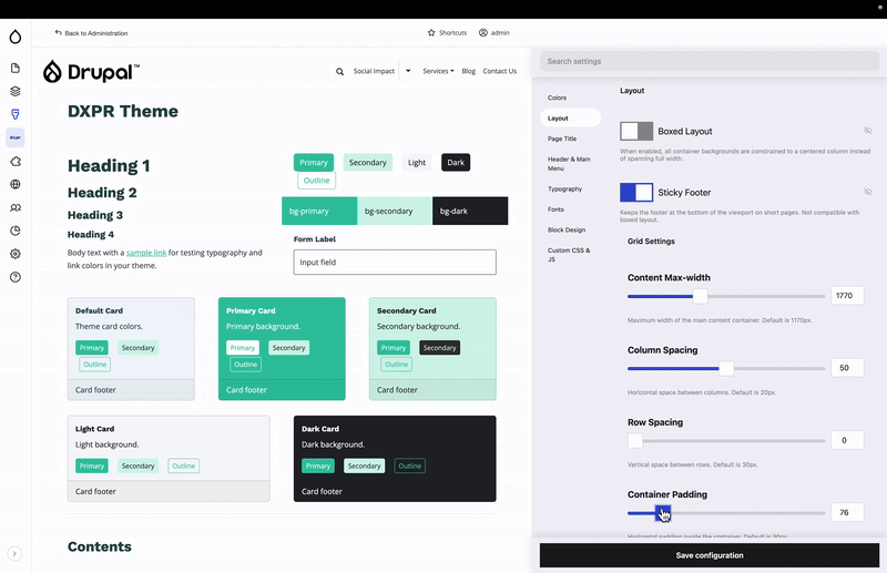 DXPR Theme Layout Settings Demo