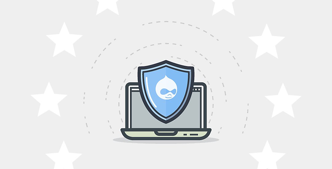 An image of a shield with the Drupal mascot