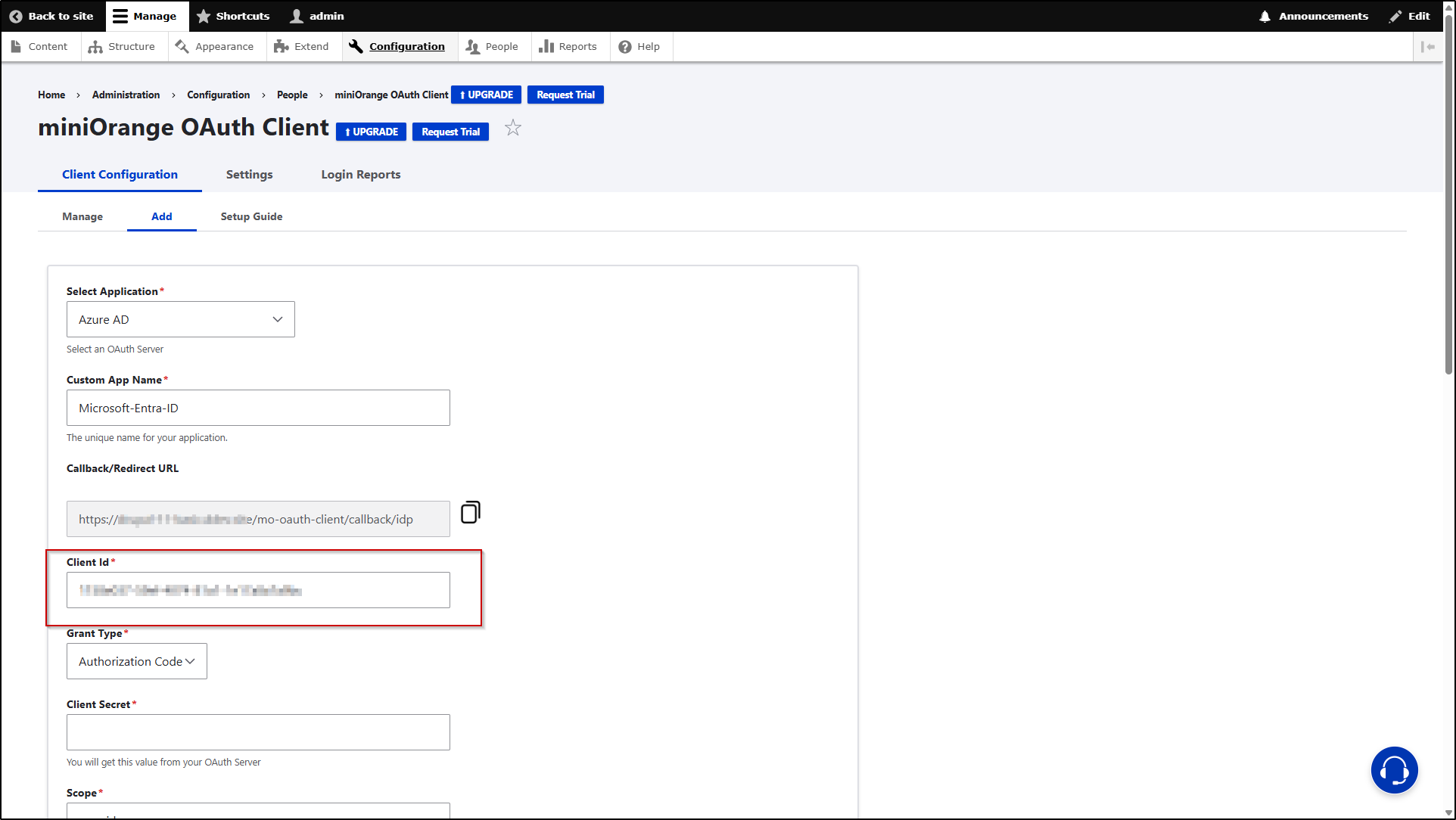 Drupal OAuth & OpenId Connect Login - Paste it into the Client Id text field