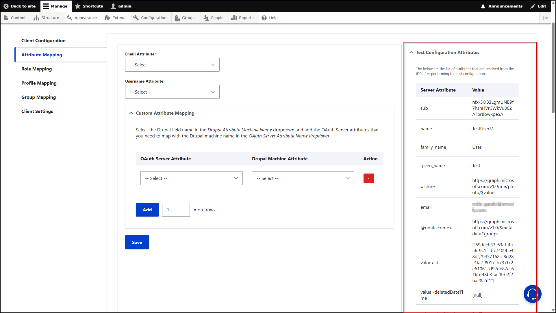User Profile - OAuth or OIDC Login - Basic Attribute mapping screen