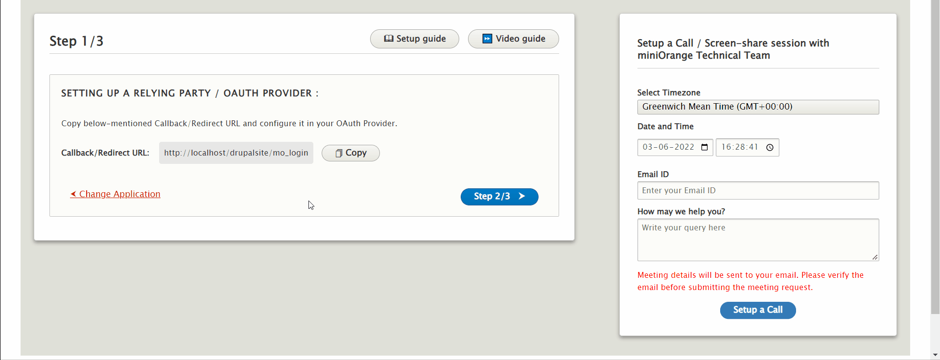 Drupal OAuth Client Login module - Copy Callback/Redirect url