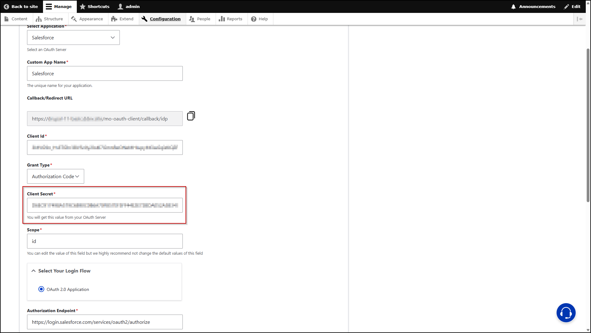 Drupal-OAuth-OIDC-Client-Configuration-Paste-Consumer-secret-into-Client-Secret-field