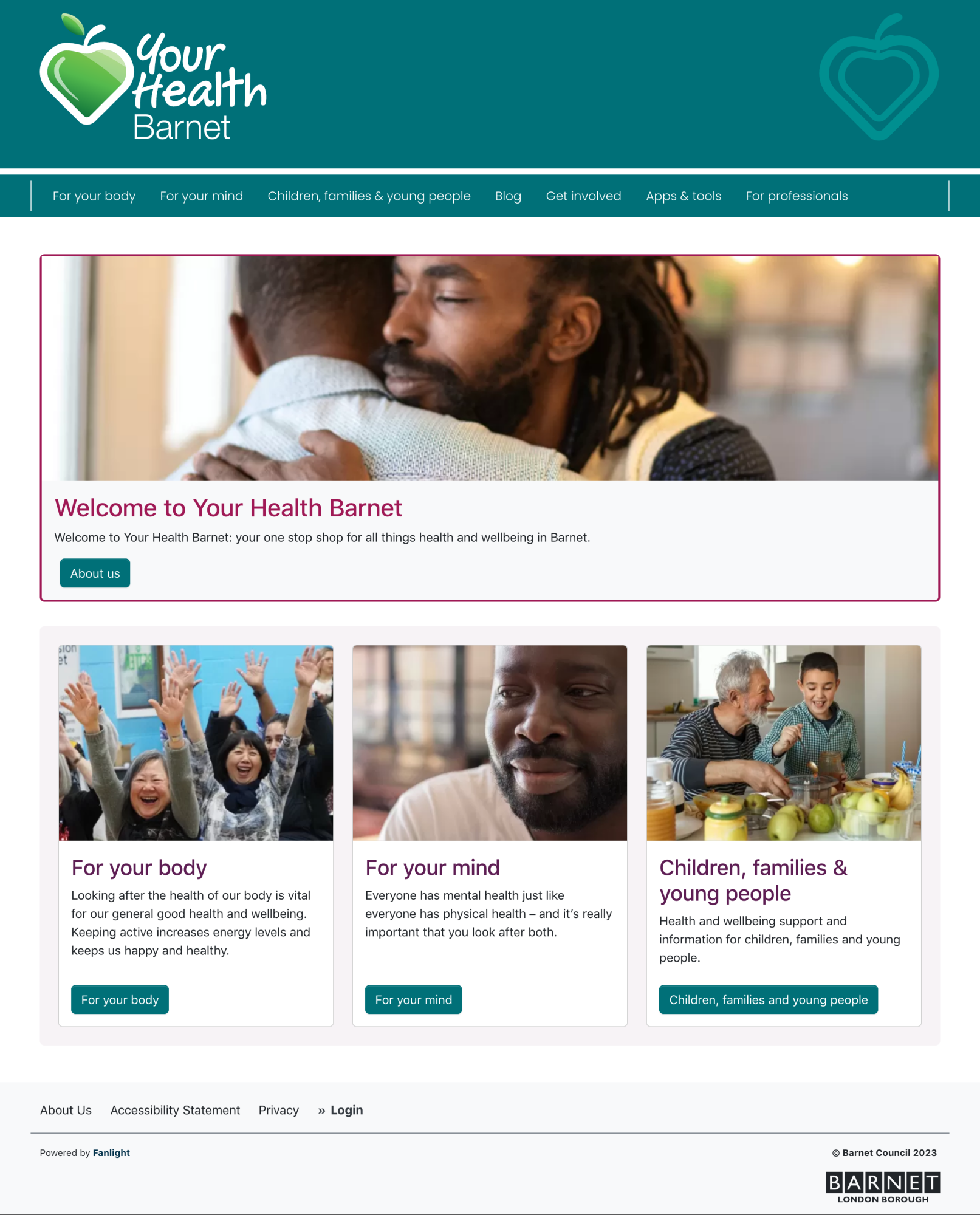 A screenshot of the Your Health Barnet homepage.