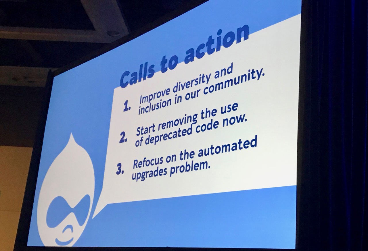  1 Improve Diversity & Inclusion in our community, 2 Start removing the use of deprecated code now, 3 Refocus on the automated upgrade problem