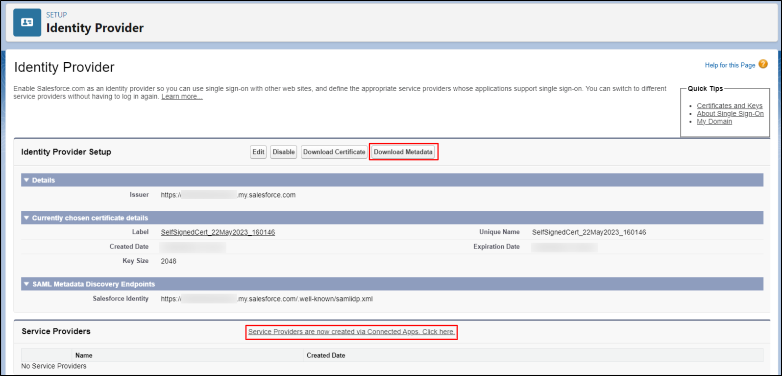 Salesforce-Single-Sign-On-Click-on-Download-Metadata-button