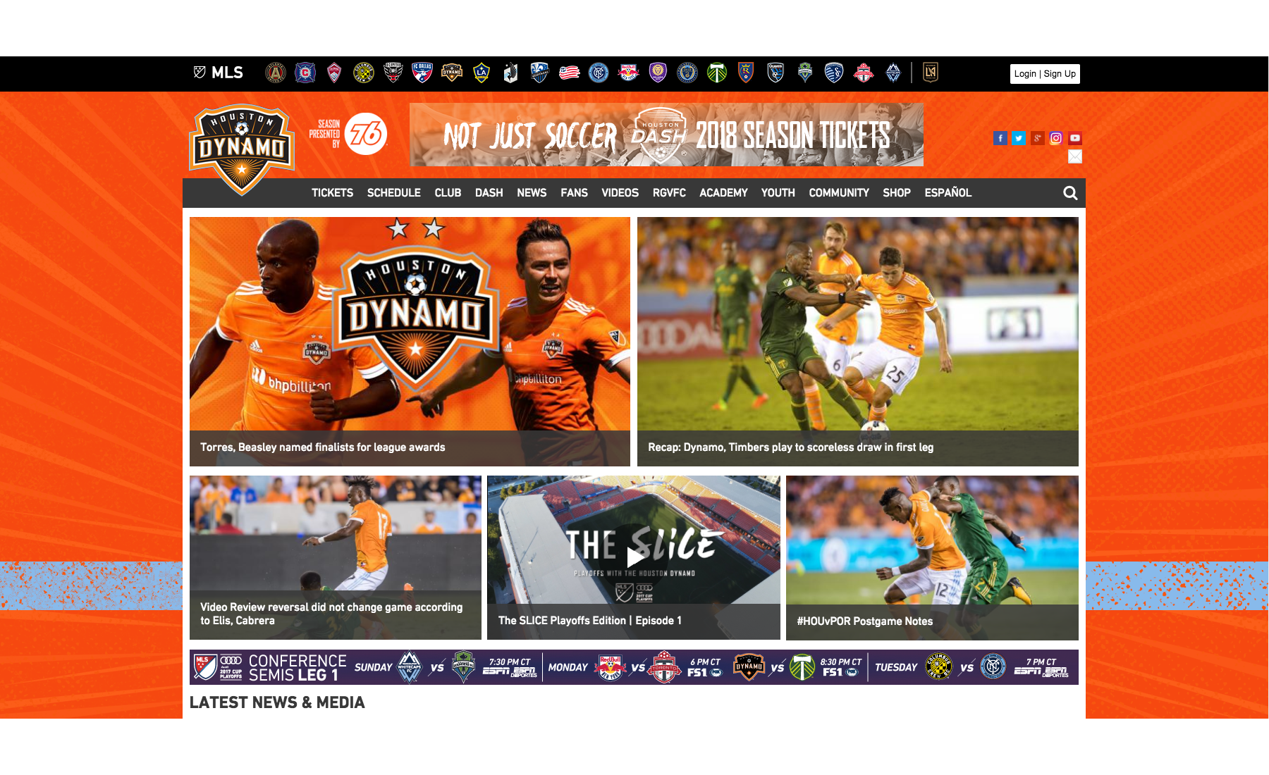 Houston Dynamo Homepage