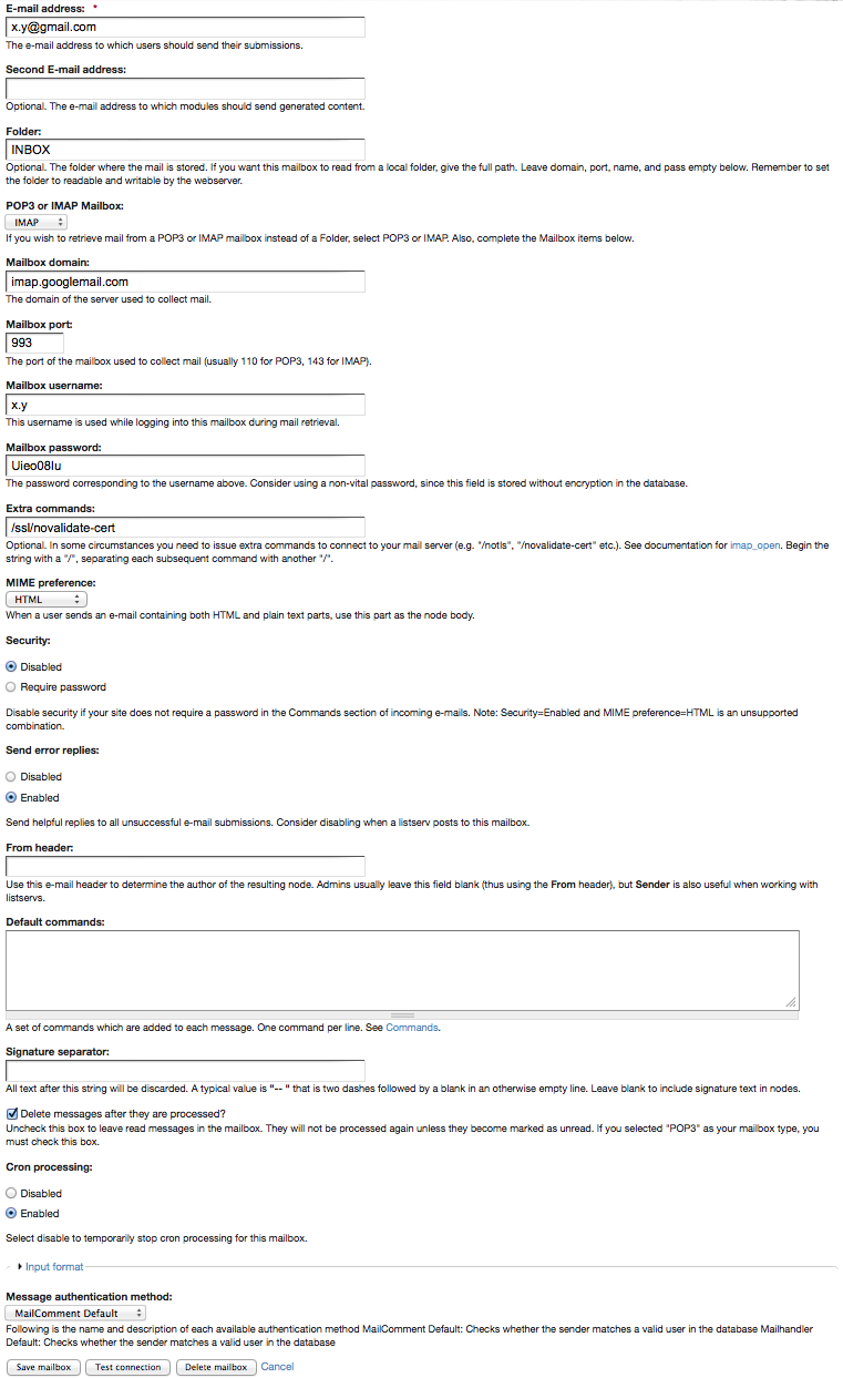 mailhandler-configuration