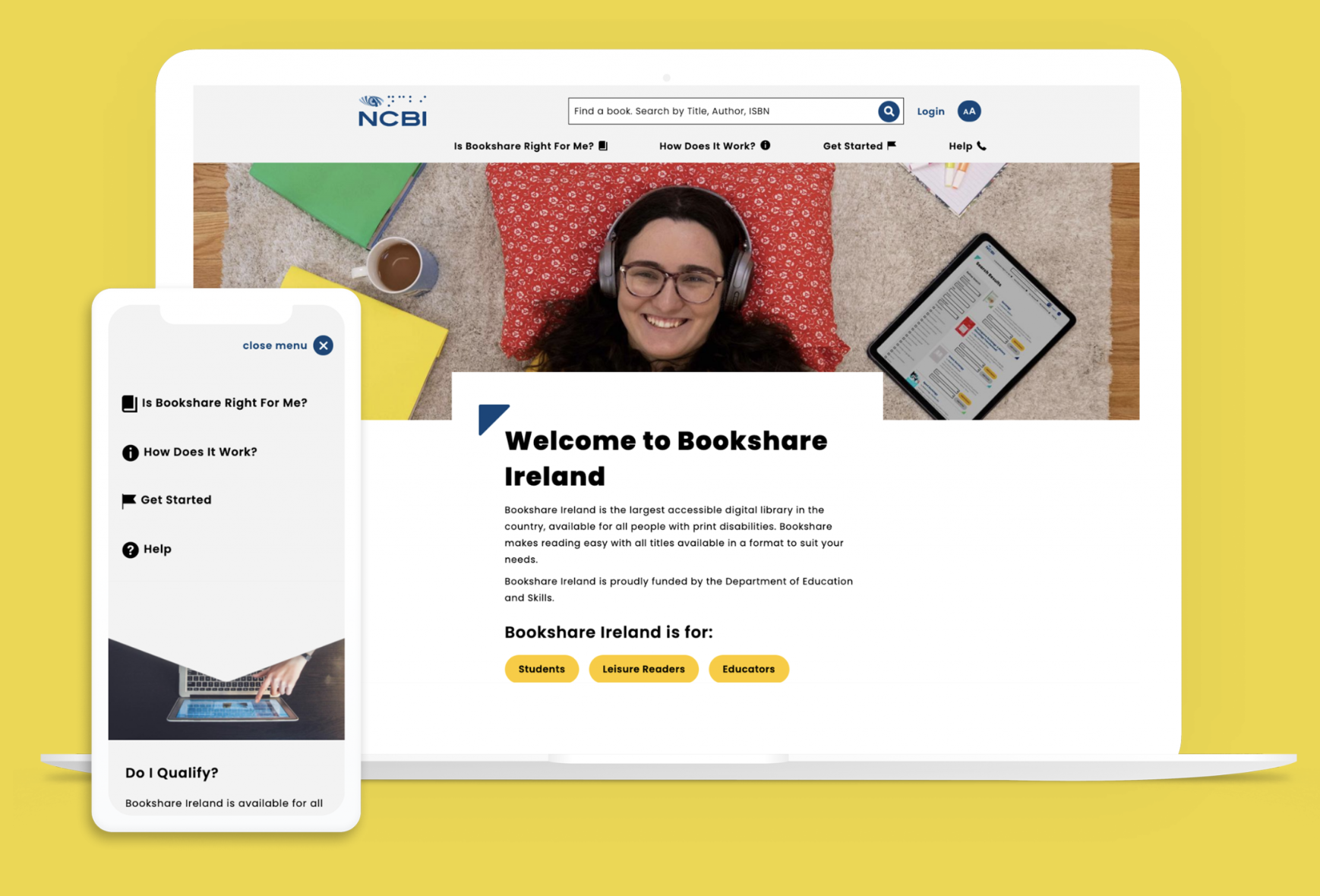 Image of NCBI Bookshare site on multiple devices
