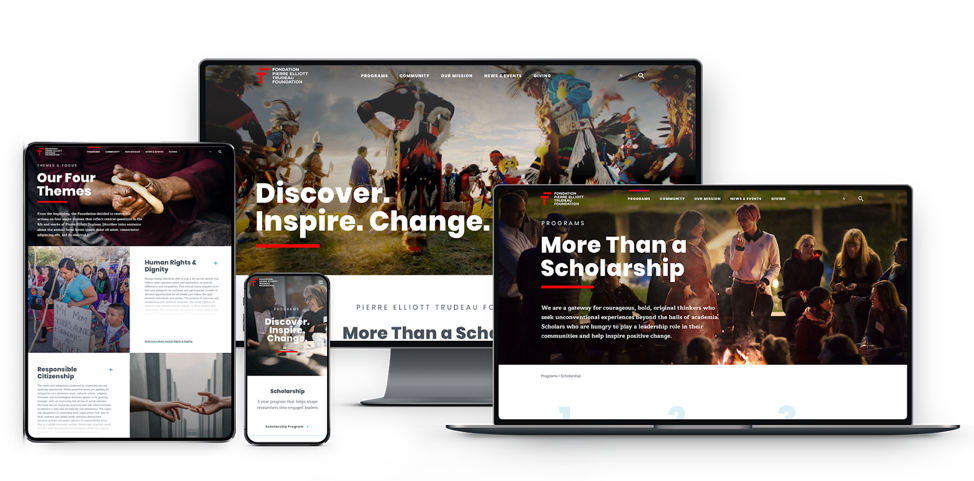 Pierre Elliot Trudeau Foundation desktop and mobile interfaces 