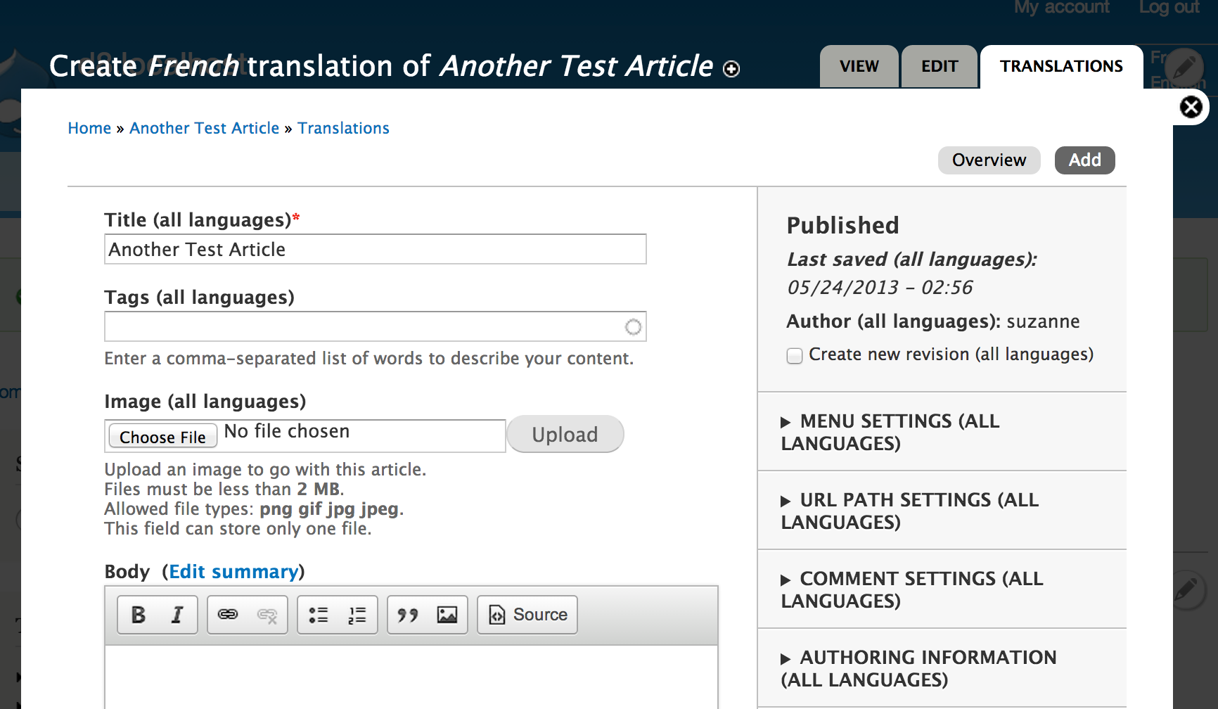 Translating a node UI