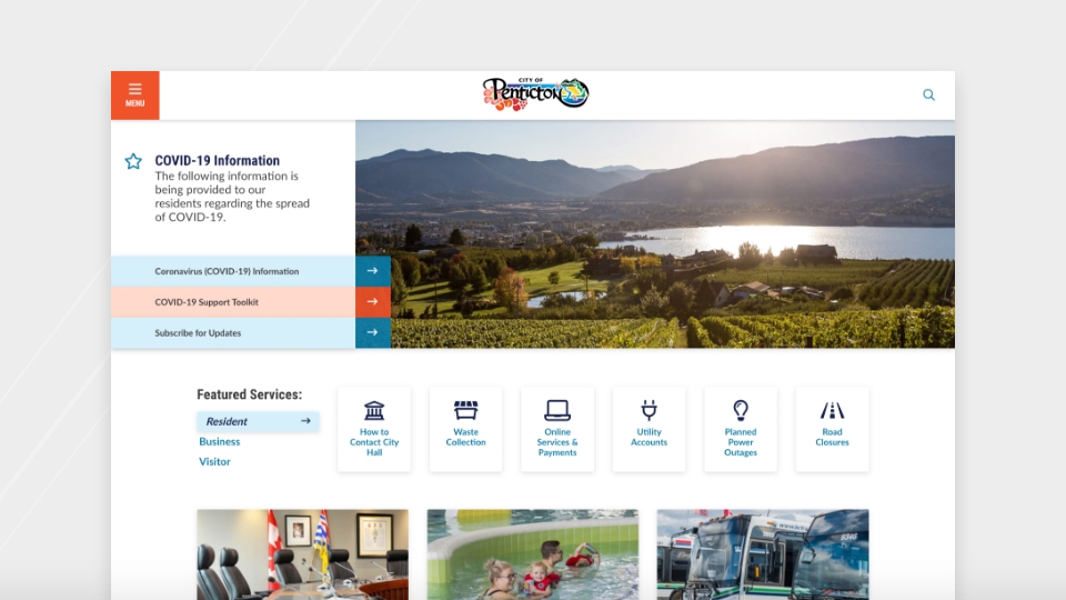 City of Penticton website homepage 
