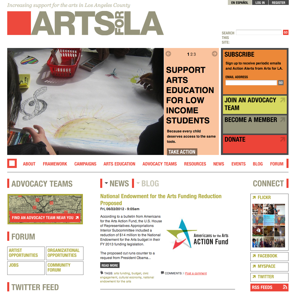 Arts for LA home page image