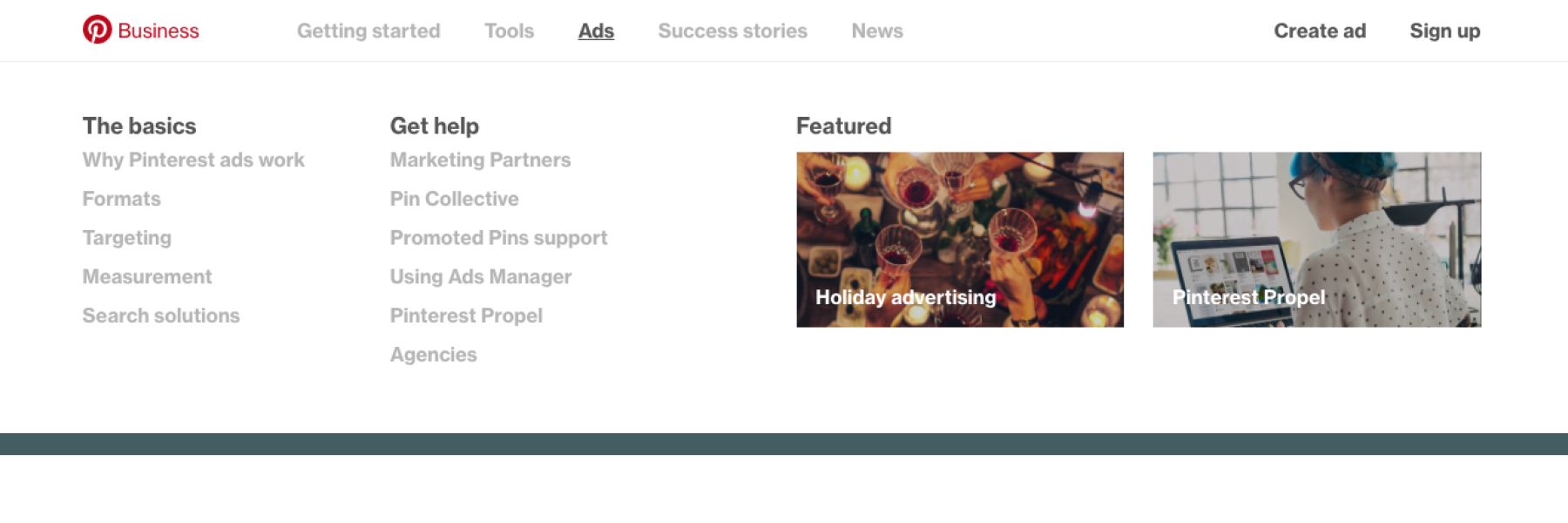 Pinterest for Business Nav Menu