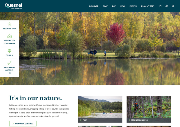 Screen shot of website homepage. 