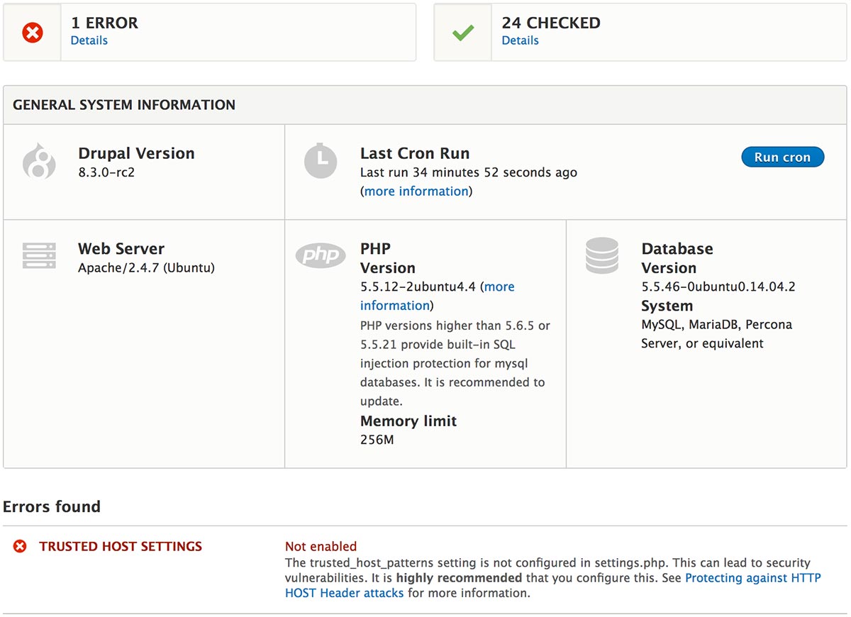 Redesigned status report page