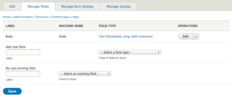 Add / re-use field at the bottom of list of existing fields