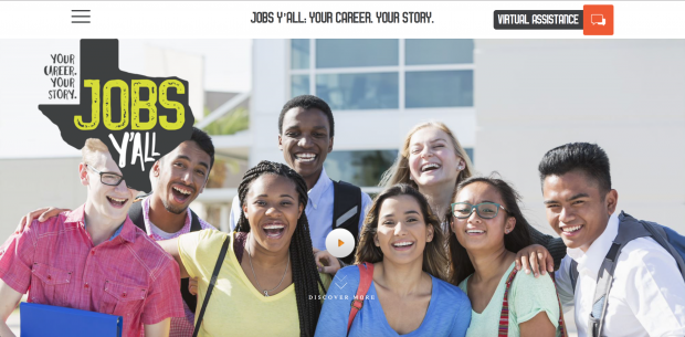Image of the homepage of Jobs Y'All site