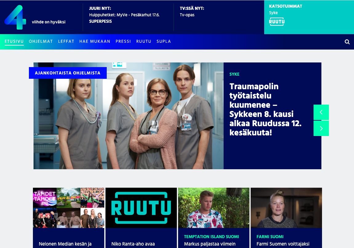 Screenshot of Nelonen.fi 