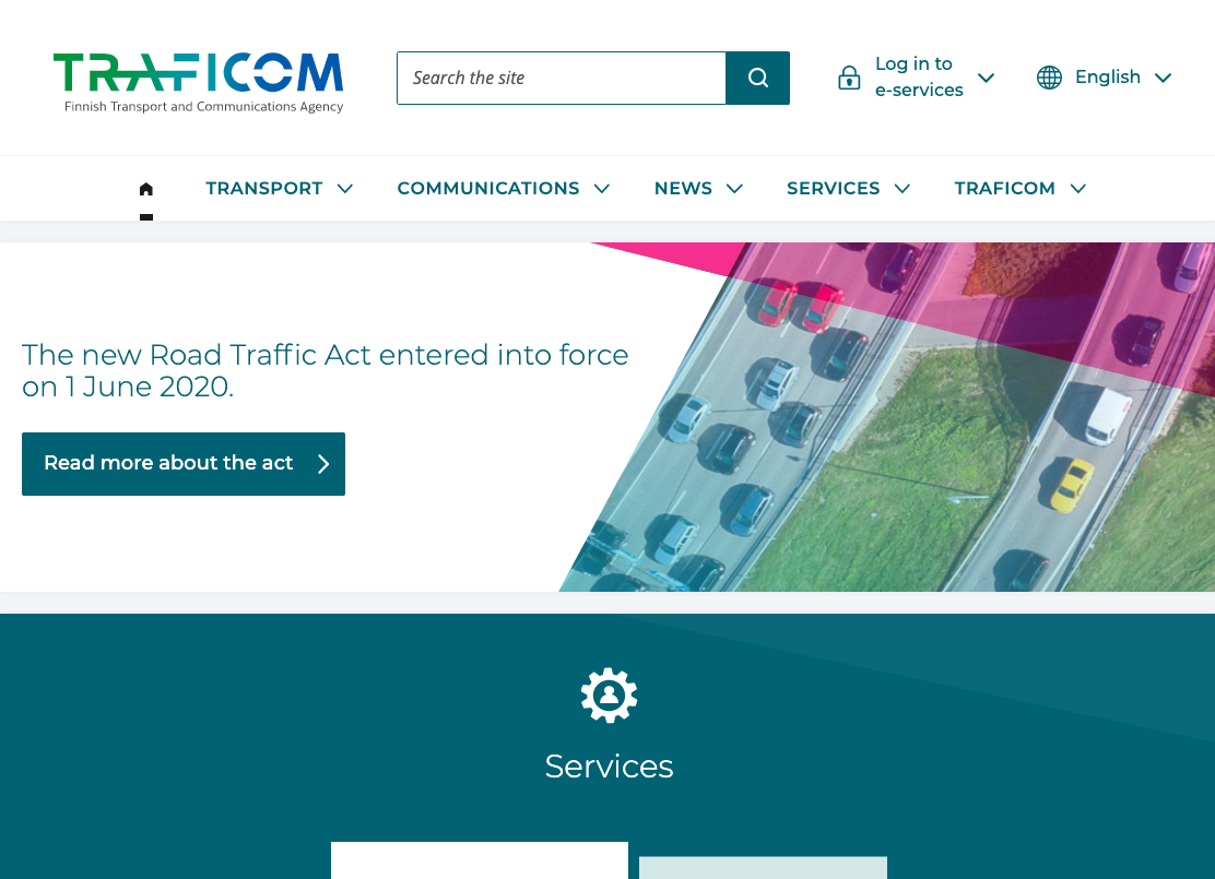 Screenshot of Traficom.fi