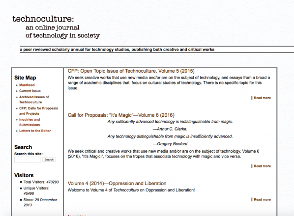 Technoculture's Home Page (as of 29 Dec 2014)