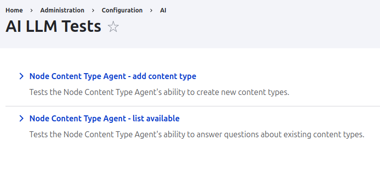 UI of the list of tests