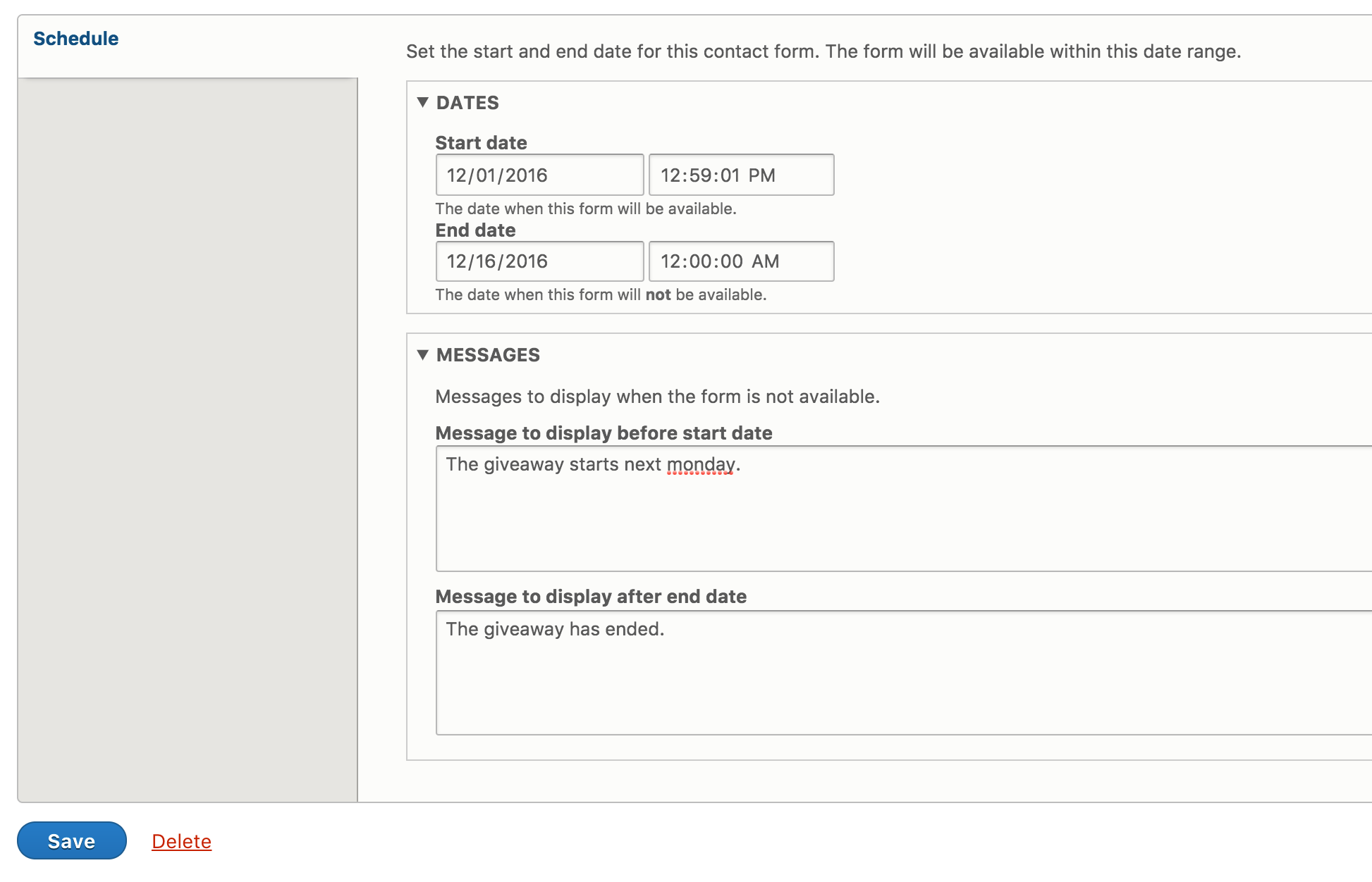 scheduler form