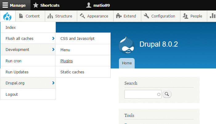 Drupal 8 Admin Toolbar模块效果演示