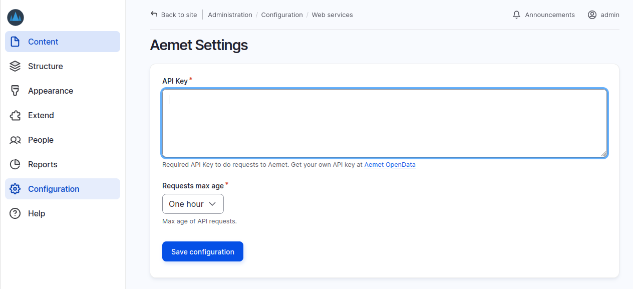 Aemet settings