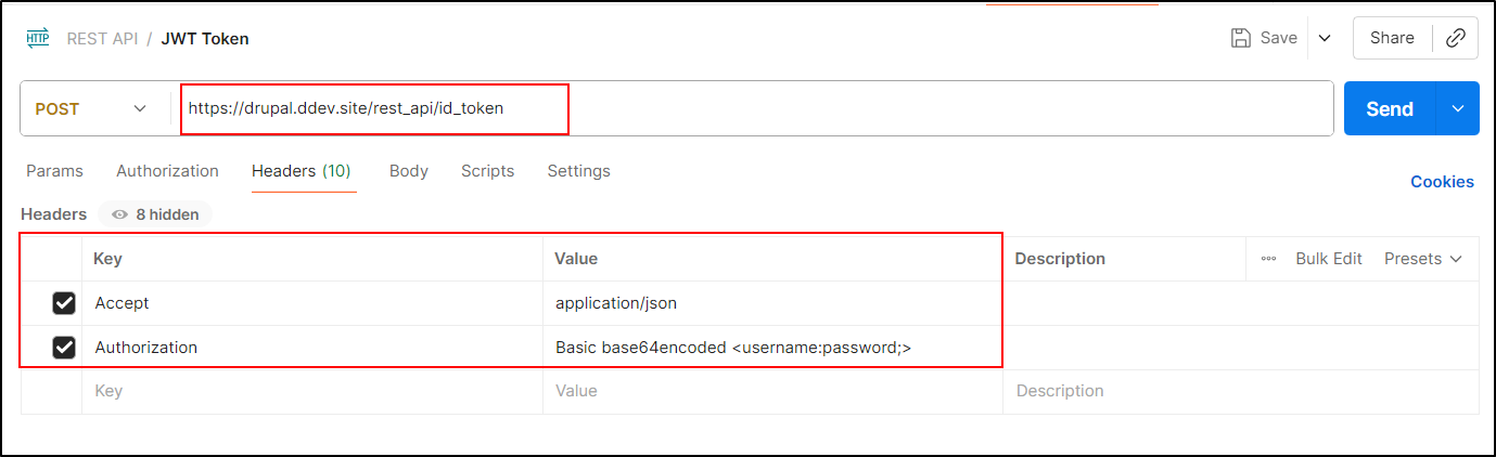 Drupal API Authentication JWT Token Postman request