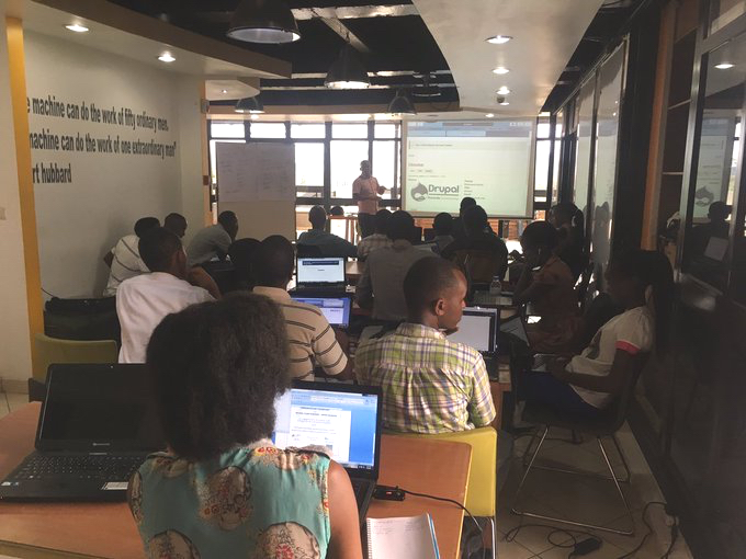 Students at training event in Rwanda