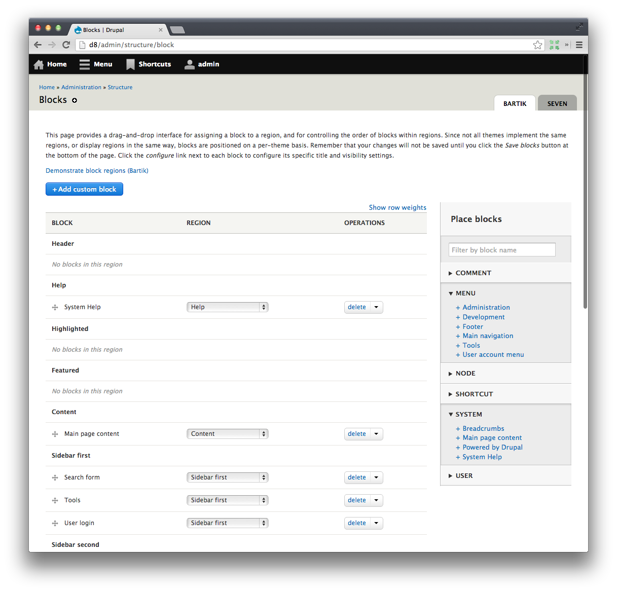 Expanding the block category details elements