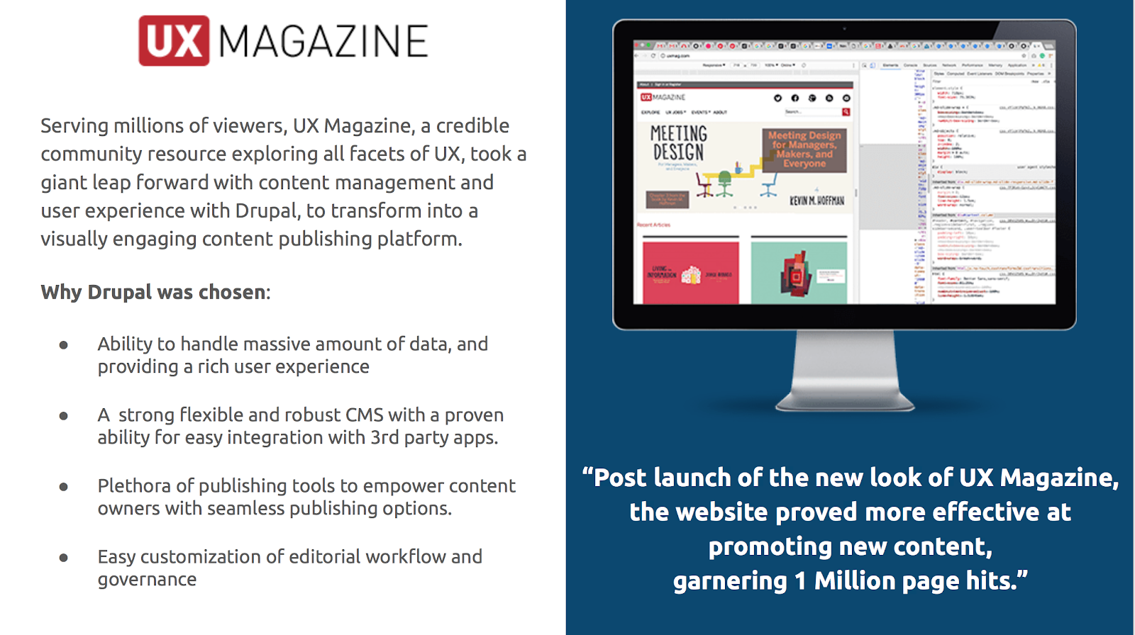 Screenshot of the pitch deck, looking at a slide about UX Magazine