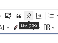 Link plugin icon in CKEditor 5 toolbar