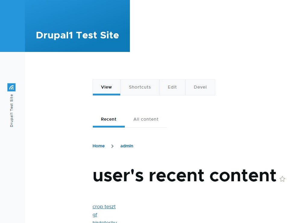 Users recent content local task