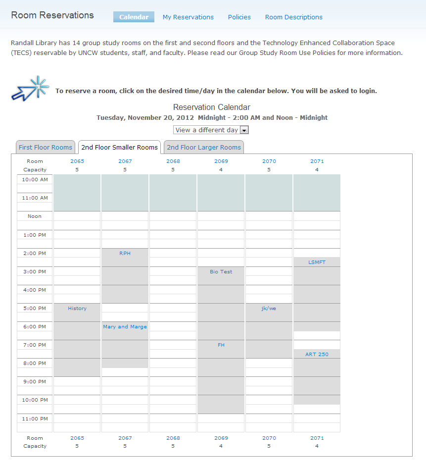 reservation calendar