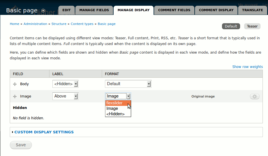 In the row corresponding to your new field, column "Format", use the rolling list.