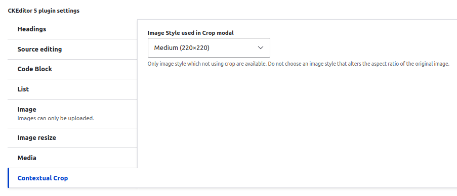 Select image style for Crop modal