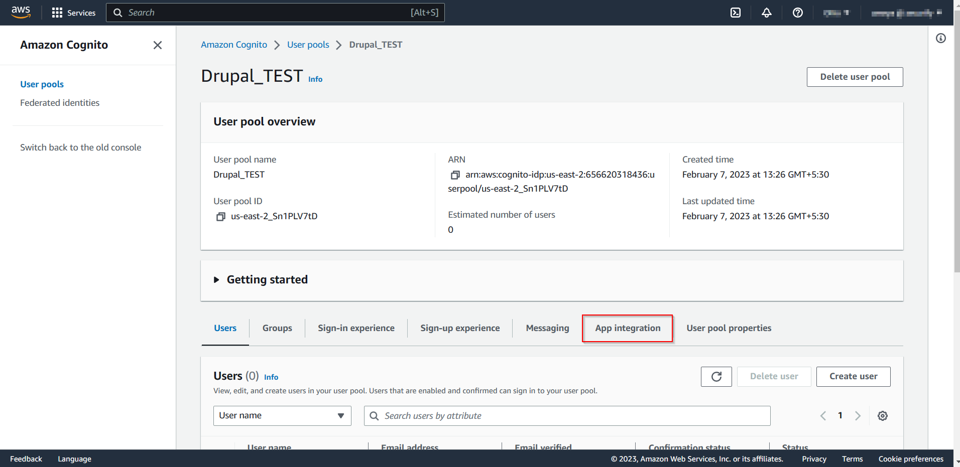 drupal oauth client AWS App client setting