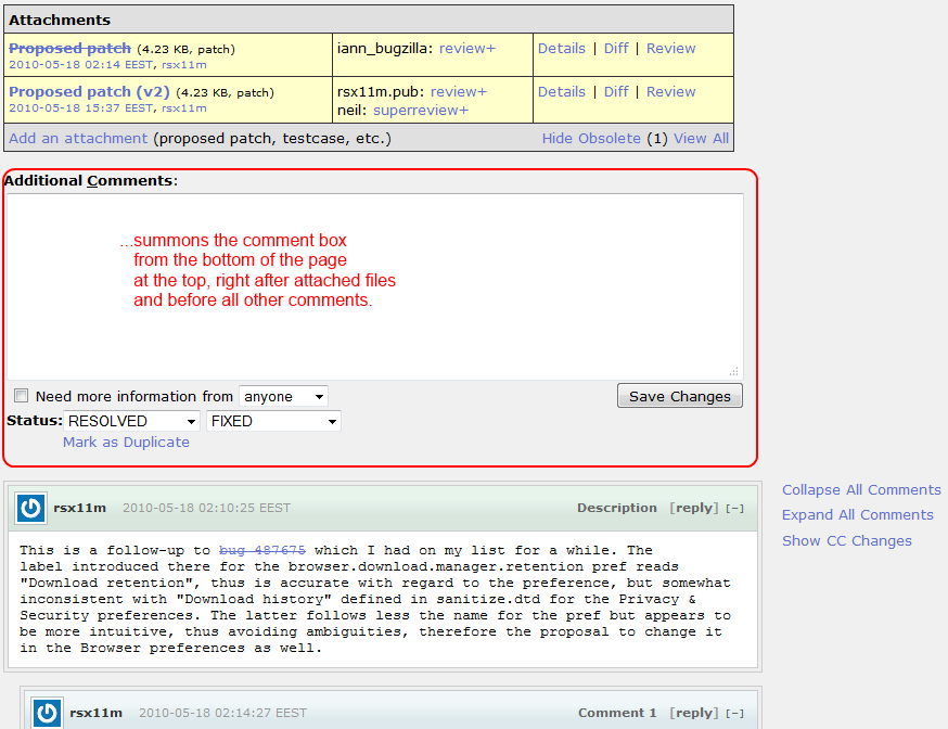 comment box summoned